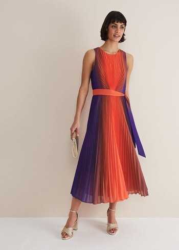 Phase Eight Simara Ombre Pleated Dress Multicolor Australia | BN5206419